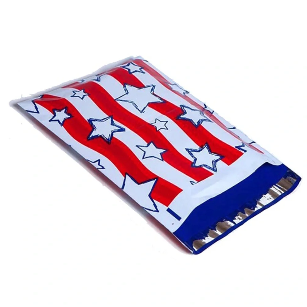 Stars ⭐️ and Stripes Poly Mailers 10x13 Pack of 25 with ⭐️ Free Stickers - Picture 2 of 5